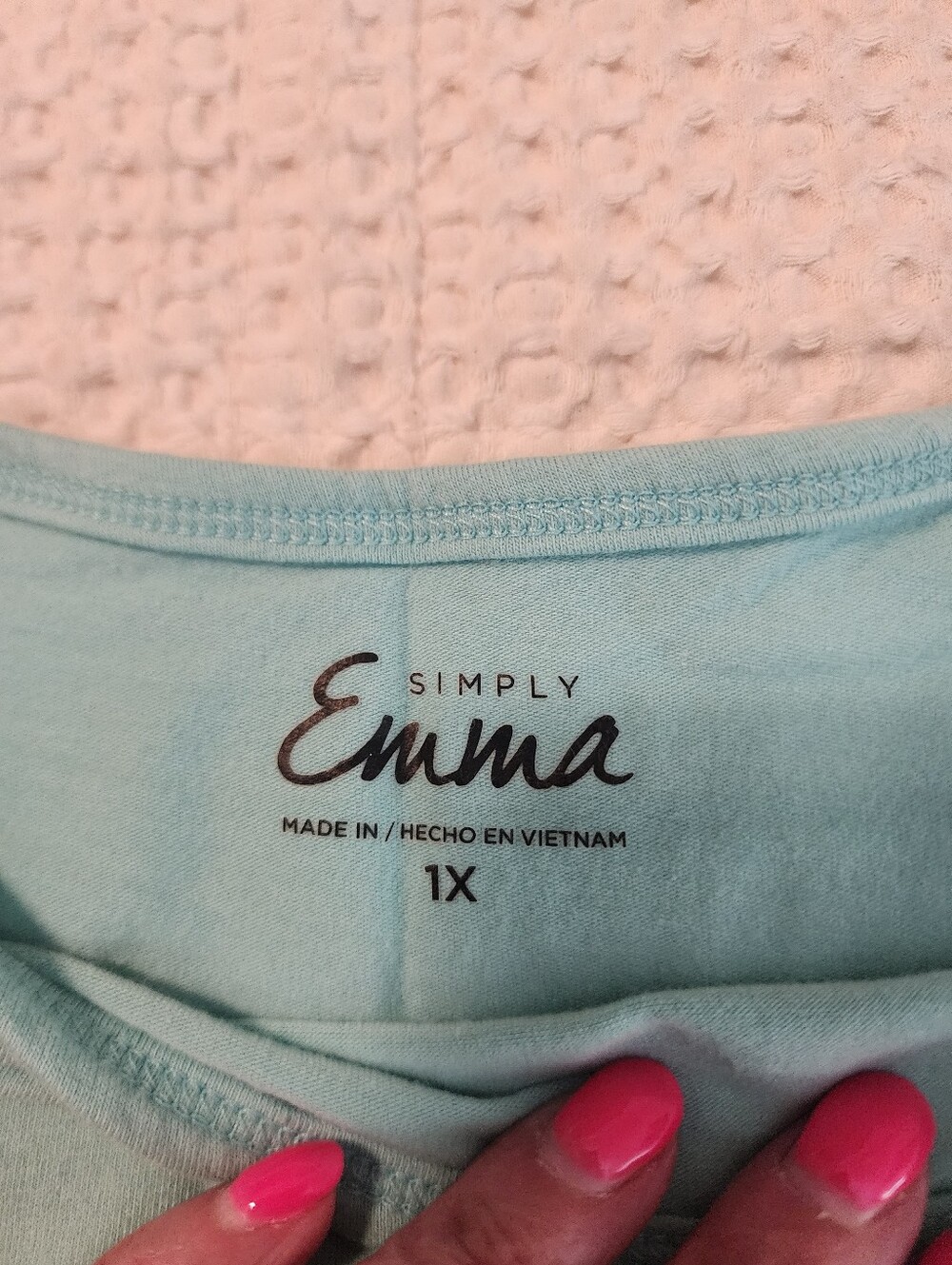 Simply Emma Women’s Sleeveless Tank Top Pastel Aqua Cotton Spandex 1X - Picture 3 of 8